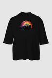 'PRIDE' Gökkuşağı Baskılı  Siyah T-shirt